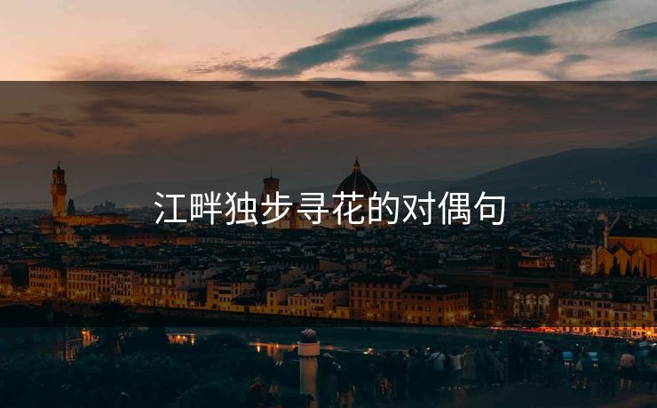 江畔独步寻花的对偶句